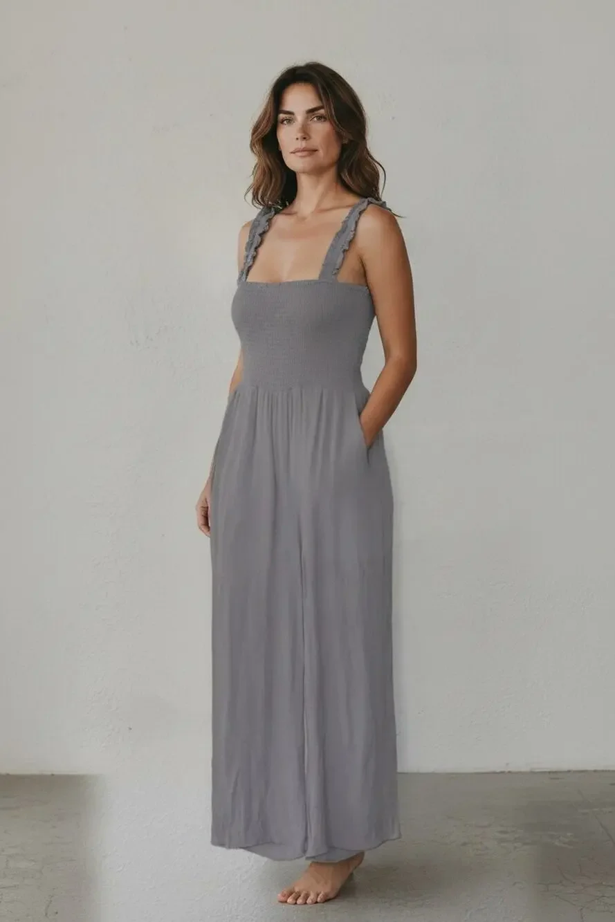 A5 NWOT ARITZIA WILFRED Smocked Bodice Wide Leg Chianti Jumpsuit Size S